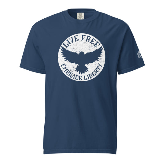 Embrace Liberty - Blue Shirt White Logo