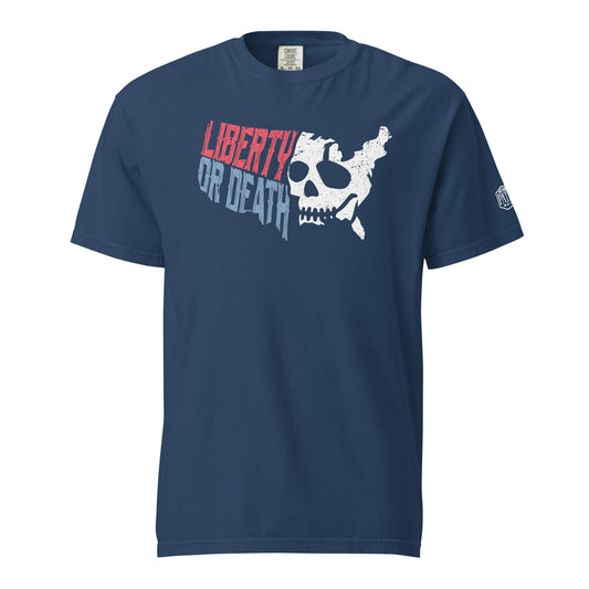 Liber-Tee Or Death - Blue Shirt RWB Logo